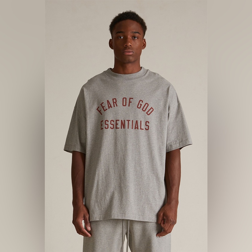 Fear of God ESSENTIALS Jersey Crewneck Oversized T-Shirt Heather Grey Large